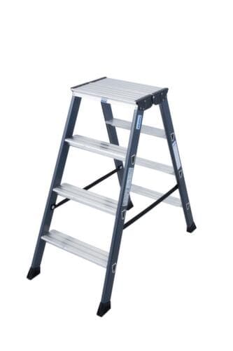 Krause Double échelle à marches anodisée MONTO® SePro D®, 2 x 4 marches à profil antidérapant