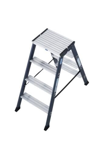 Krause Double échelle à marches anodisée MONTO® SePro D®, 2 x 4 marches à profil antidérapant