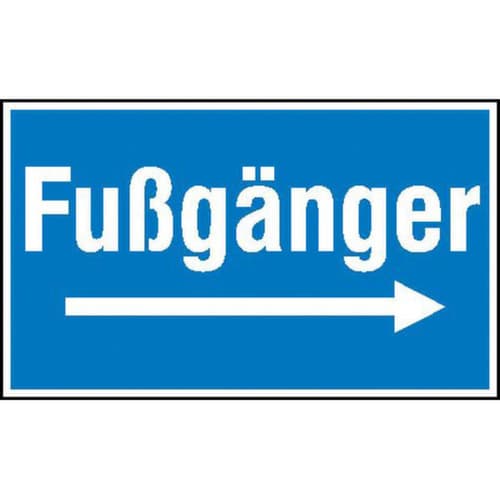 panneau indicateur SafetyMarking® pour les chantiers, « Piétons (avec flèche directionnelle droite) »