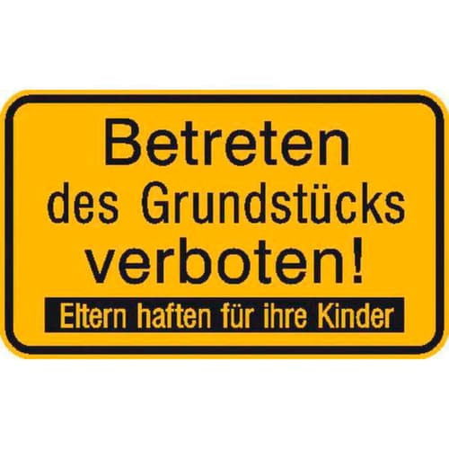 Panneau d'interdiction SafetyMarking®, « Défense de pénétrer dans la propriété Les enfants sont placés sous la responsabilité de leurs parents »