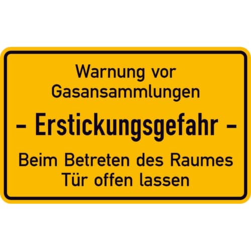 panneau indicateur SafetyMarking® pour vide-citernes, « Attention Accumulations de gaz Risque d'asphyxie »