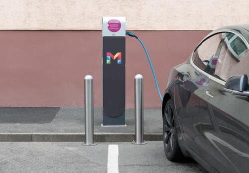 Moravia Poteau de protection en acier inoxydable CITY pour borne de recharge, hauteur 800 mm, à cheviller dans la plaque de fond