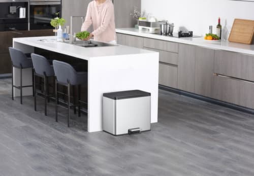 Poubelle à pédale EKO avec revêtement résistant aux traces de doigts, capacité 1 x 20 l/ 1 x 9 l