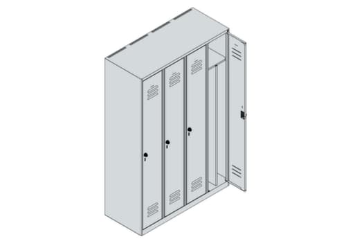 C+P Armoire vestiaire Classic Plus à 4 compartiments, largeur de compartiment 300 mm
