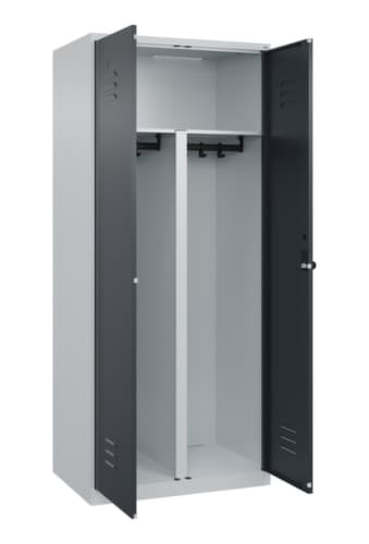 C+P Armoire vestiaire pour EPI Classic Plus pour une séparation en noir et blanc, largeur de compartiment 400 mm