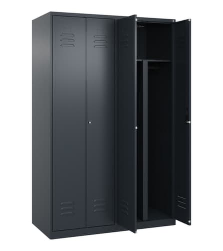 C+P Armoire vestiaire pour EPI Classic Plus pour une séparation en noir et blanc, largeur de compartiment 300 mm