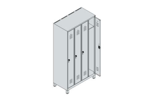 C+P Armoire vestiaire Classic Plus à 4 compartiments, largeur de compartiment 250 mm