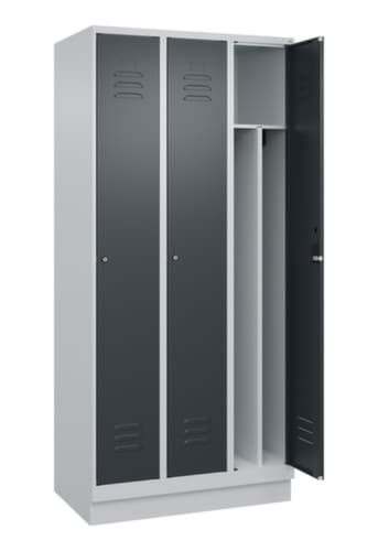 C+P Armoire vestiaire Classic Plus pour une séparation en noir et blanc, largeur de compartiment 300 mm