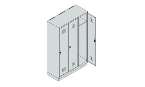 C+P Armoire vestiaire Classic Plus à 3 compartiments, largeur de compartiment 400 mm