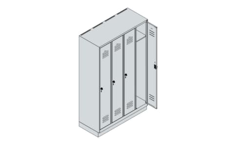 C+P Armoire vestiaire Classic Plus à 4 compartiments, largeur de compartiment 300 mm