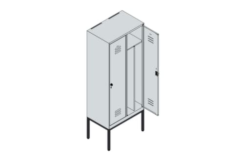 C+P Armoire vestiaire Classic Plus pour une séparation en noir et blanc, largeur de compartiment 400 mm