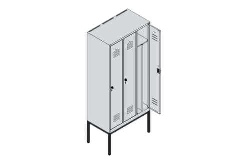 C+P Armoire vestiaire Classic Plus pour une séparation en noir et blanc, largeur de compartiment 300 mm