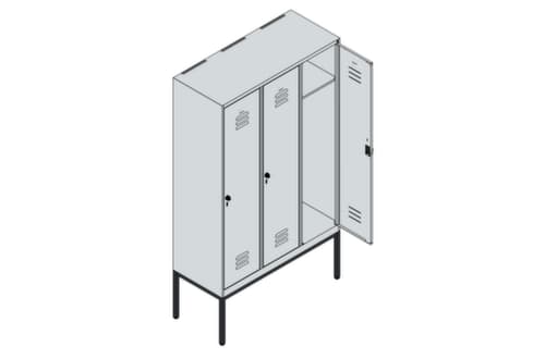 C+P Armoire vestiaire Classic Plus à 3 compartiments, largeur de compartiment 400 mm