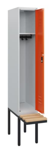 C+P Armoire vestiaire Classic Plus avec banc, largeur de compartiment 300 mm