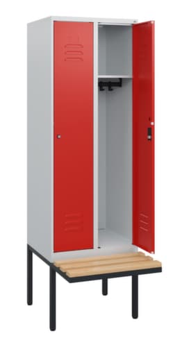 C+P Armoire vestiaire Classic Plus avec banc, largeur de compartiment 300 mm