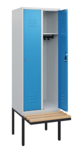 C+P Armoire vestiaire Classic Plus avec banc, largeur de compartiment 300 mm