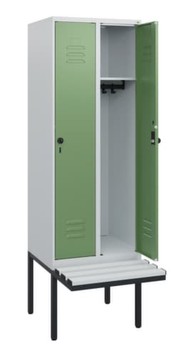 C+P Armoire vestiaire Classic Plus avec banc, largeur de compartiment 300 mm