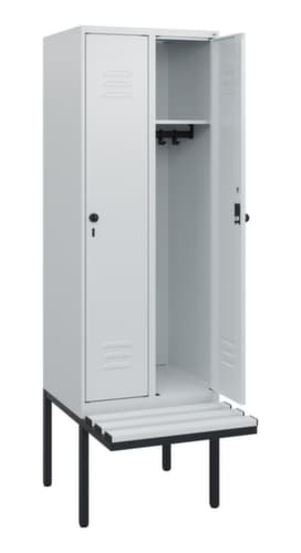 C+P Armoire vestiaire Classic Plus avec banc, largeur de compartiment 300 mm