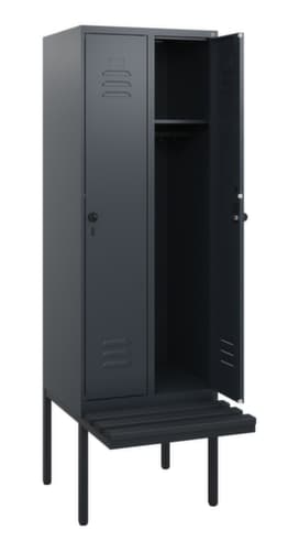 C+P Armoire vestiaire Classic Plus avec banc, largeur de compartiment 300 mm