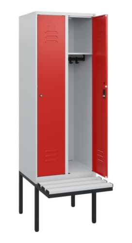 C+P Armoire vestiaire Classic Plus avec banc, largeur de compartiment 300 mm