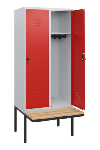 C+P Armoire vestiaire Classic Plus avec banc, largeur de compartiment 400 mm
