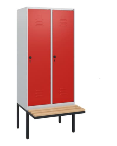 C+P Armoire vestiaire Classic Plus avec banc, largeur de compartiment 400 mm
