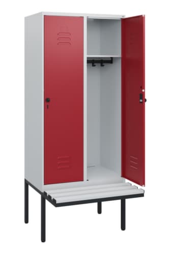C+P Armoire vestiaire Classic Plus avec banc, largeur de compartiment 400 mm