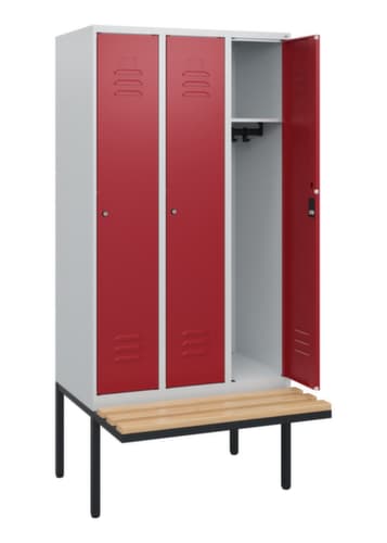 C+P Armoire vestiaire Classic Plus avec banc, largeur de compartiment 300 mm