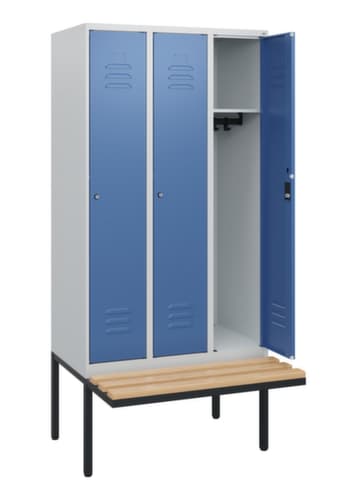 C+P Armoire vestiaire Classic Plus avec banc, largeur de compartiment 300 mm