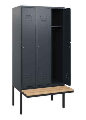 C+P Armoire vestiaire Classic Plus avec banc, largeur de compartiment 300 mm