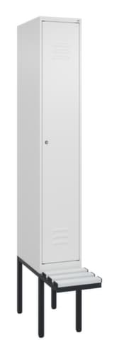 C+P Armoire vestiaire avec banc Classic Plus pour une séparation en noir et blanc, largeur de compartiment 300 mm