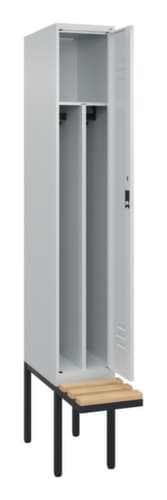 C+P Armoire vestiaire avec banc Classic Plus pour une séparation en noir et blanc, largeur de compartiment 300 mm