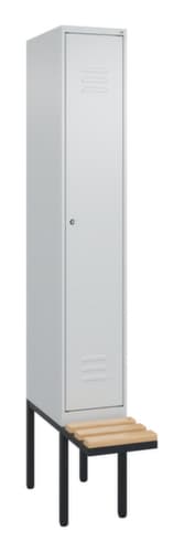 C+P Armoire vestiaire avec banc Classic Plus pour une séparation en noir et blanc, largeur de compartiment 300 mm