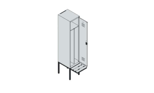 C+P Armoire vestiaire avec banc Classic Plus pour une séparation en noir et blanc, largeur de compartiment 400 mm