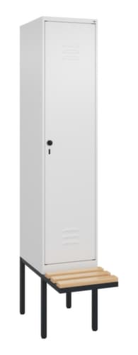 C+P Armoire vestiaire avec banc Classic Plus pour une séparation en noir et blanc, largeur de compartiment 400 mm