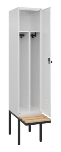 C+P Armoire vestiaire avec banc Classic Plus pour une séparation en noir et blanc, largeur de compartiment 400 mm