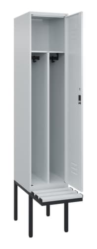 C+P Armoire vestiaire avec banc Classic Plus pour une séparation en noir et blanc, largeur de compartiment 400 mm