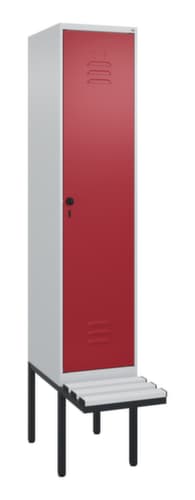 C+P Armoire vestiaire avec banc Classic Plus pour une séparation en noir et blanc, largeur de compartiment 400 mm
