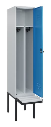 C+P Armoire vestiaire avec banc Classic Plus pour une séparation en noir et blanc, largeur de compartiment 400 mm