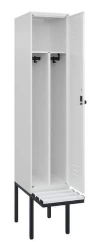 C+P Armoire vestiaire avec banc Classic Plus pour une séparation en noir et blanc, largeur de compartiment 400 mm
