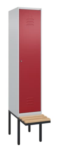 C+P Armoire vestiaire avec banc Classic Plus pour une séparation en noir et blanc, largeur de compartiment 400 mm