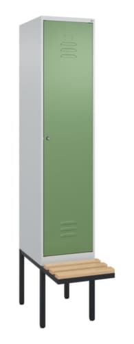 C+P Armoire vestiaire avec banc Classic Plus pour une séparation en noir et blanc, largeur de compartiment 400 mm