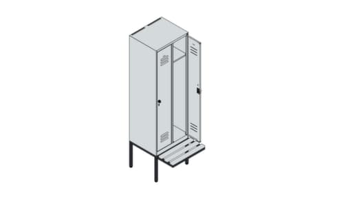 C+P Armoire vestiaire Classic Plus avec banc, largeur de compartiment 300 mm