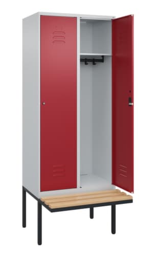 C+P Armoire vestiaire Classic Plus avec banc, largeur de compartiment 400 mm