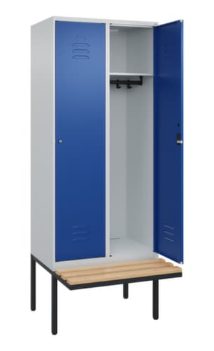 C+P Armoire vestiaire Classic Plus avec banc, largeur de compartiment 400 mm