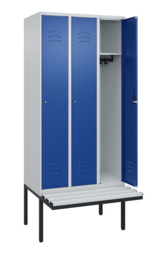 C+P Armoire vestiaire Classic Plus avec banc, largeur de compartiment 300 mm