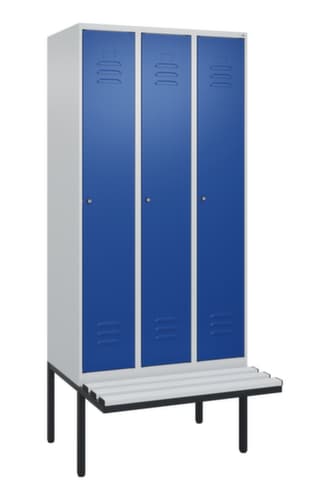C+P Armoire vestiaire Classic Plus avec banc, largeur de compartiment 300 mm