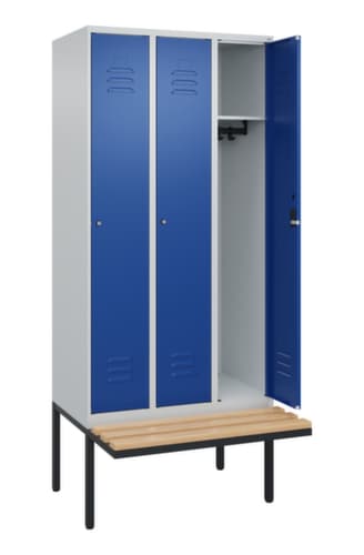 C+P Armoire vestiaire Classic Plus avec banc, largeur de compartiment 300 mm