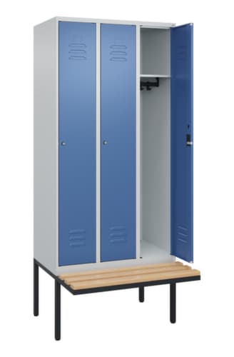 C+P Armoire vestiaire Classic Plus avec banc, largeur de compartiment 300 mm