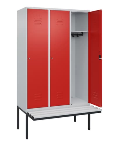 C+P Armoire vestiaire Classic Plus avec banc, largeur de compartiment 400 mm